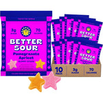 Better Sour Pomegranate Apricot Gummy Stars 10 Pack front view showing the packaging of the healthy low sugar candy.