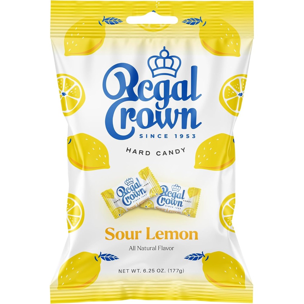 Regal Crown Sour Lemon Hard Candy front package view showing iconic branding.
