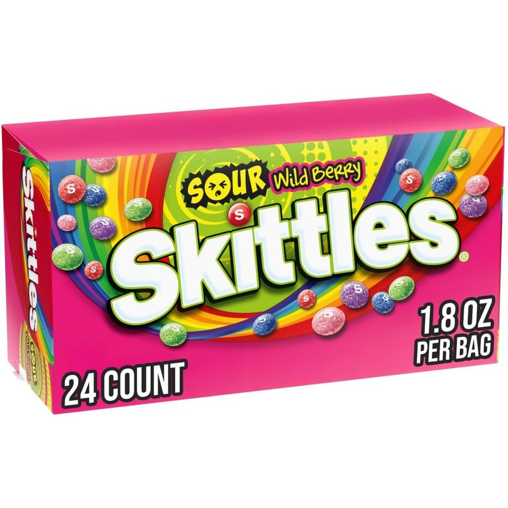 Skittles Sours Wild Berry candy box front view retail packaging