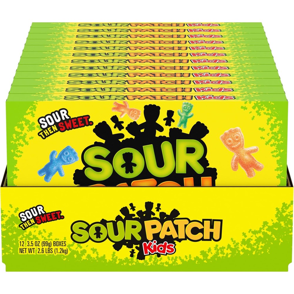 Sour Patch Kids Soft And Chewy Gummy Candy Original Fruit Flavored Bulk Movie Theater Boxes Twelve Count Three Point Five Ounce Boxes Pack