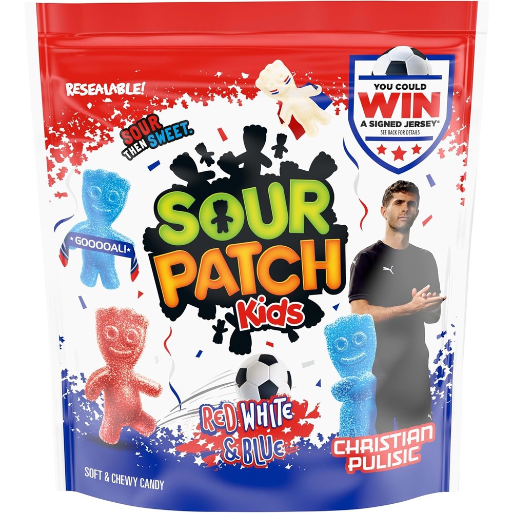 Sour Patch Kids Red White Blue Gummy Candy 1.8 Pounds front packaging