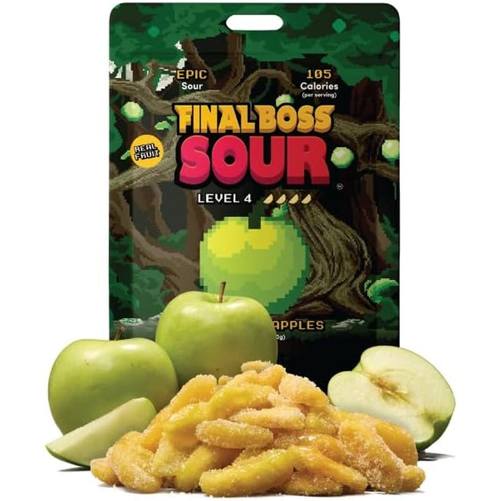 Final Boss Sour Candy Level 4 Green Apple front packaging view for extreme sour snacks.