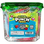 Sour Punch Twists bulk jar front view showing assorted fruity sour candies