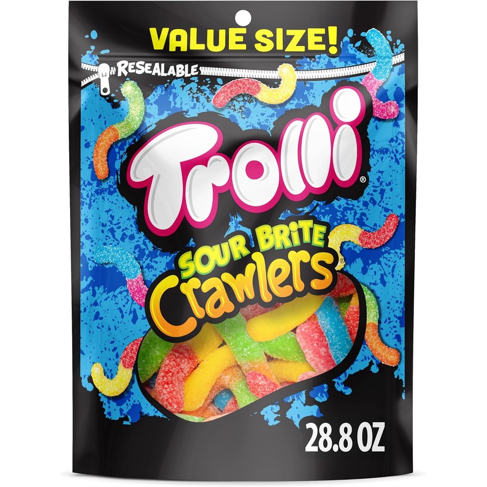 Trolli Sour Brite Crawlers sour gummy worms front view