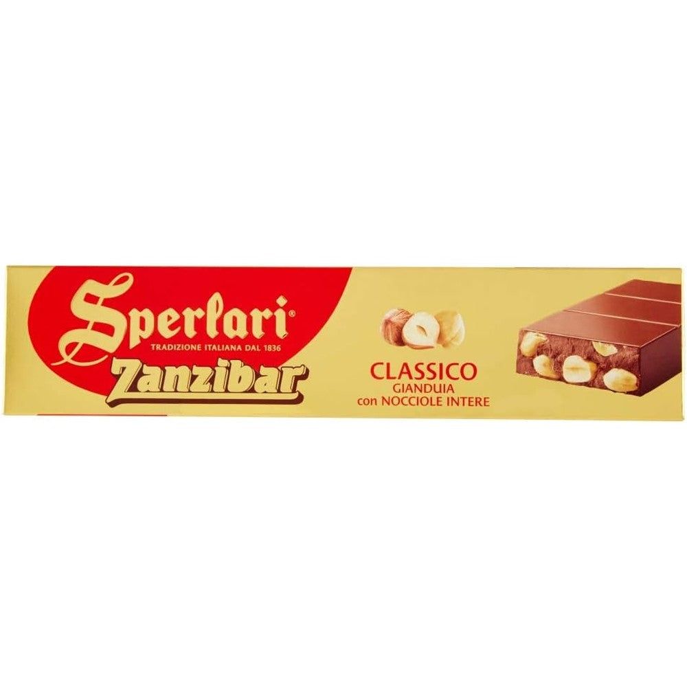 Sperlari Zanzibar Milk Chocolate And Hazelnuts Italian Torrone Soft Nougat And Nuts Chocolate Candy Bar Holiday Sweet Treat Pack 250 Grams