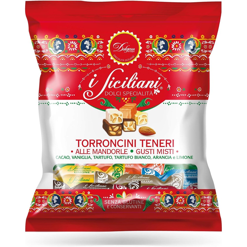 I Siciliani Soft Almond Nougat Bite Size Individually Wrapped Assorted Mix Twenty Two Ounce
