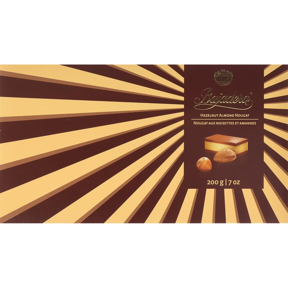Kras Bajadera Hazelnut Almond Nougat Premium Dessert With Milk And Dark Chocolate Layers 200 Grams
