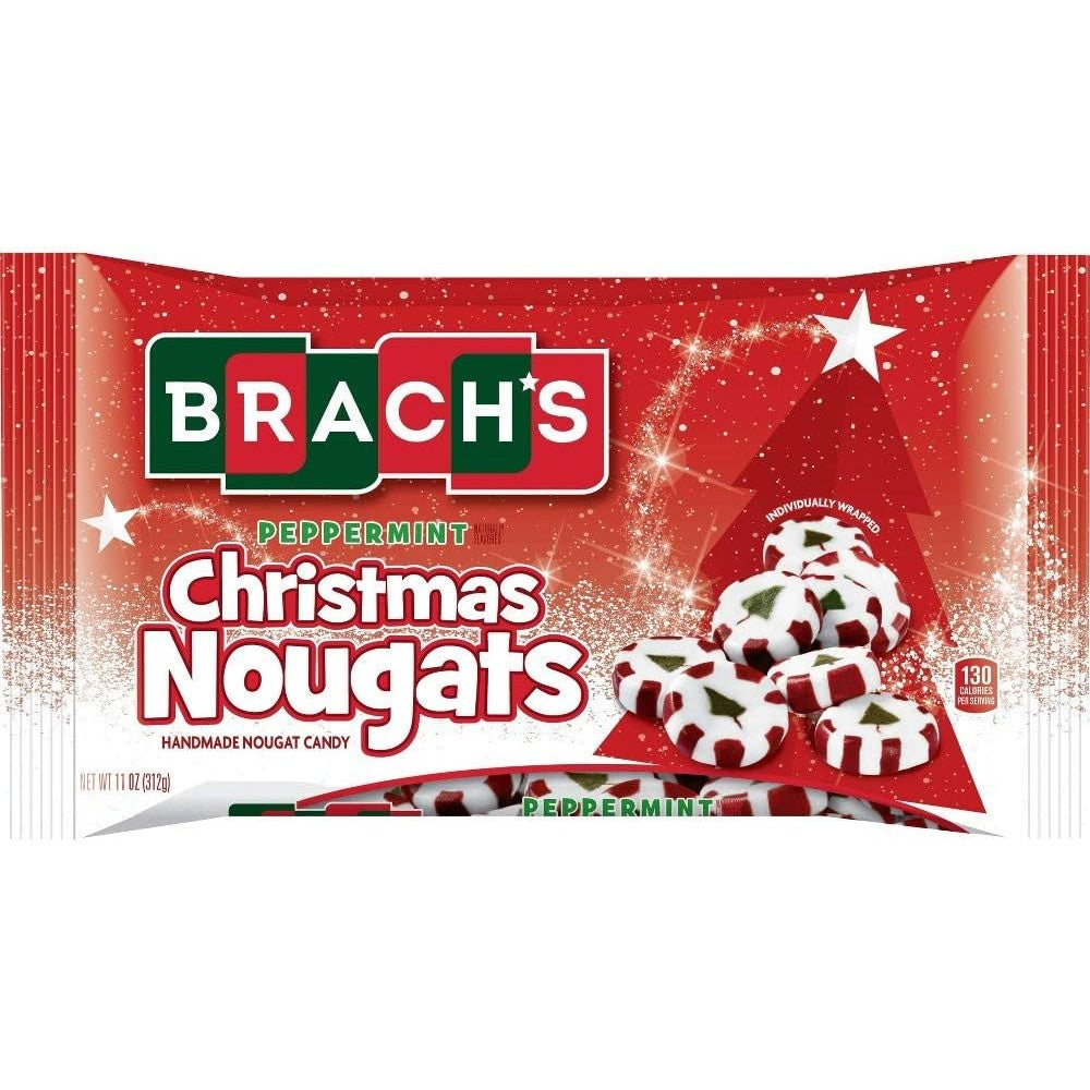 Brach's Christmas Peppermint Nougats Festive Holiday Candy Mildly Sweet Chewy Treats 11 Ounce Pack of 2