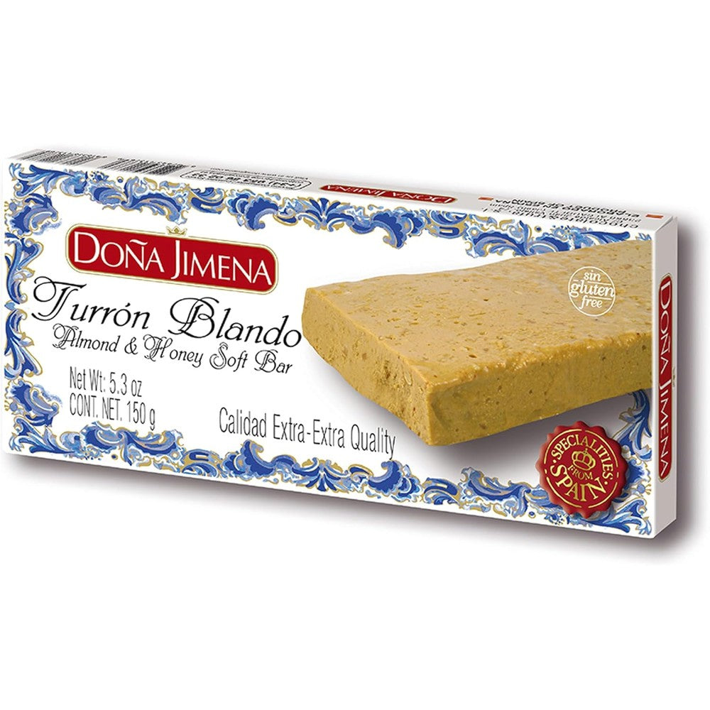 Dona Jimena Turron Blando Soft Almond And Honey Bar Traditional Spanish Nougat Gluten Free Extra Quality 150g