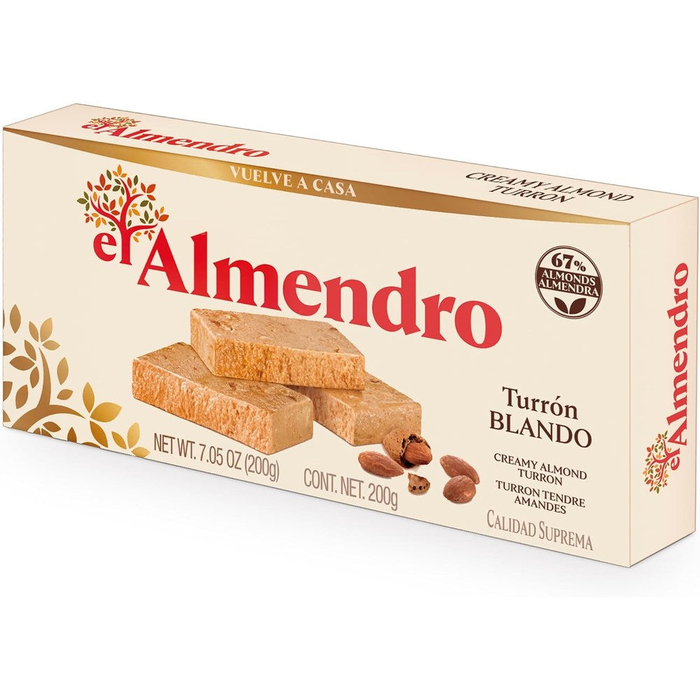 El Almendro Turrones Turron Blando Nougat Candy Creamy Almond Torrone Traditional Spanish Dessert Gluten Free 7.05 Ounce