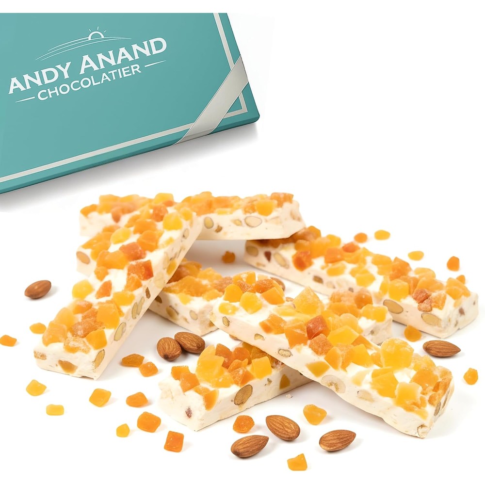 Andy Anand Chocolatier soft exotic fruit nougat brittle premium front packaging view