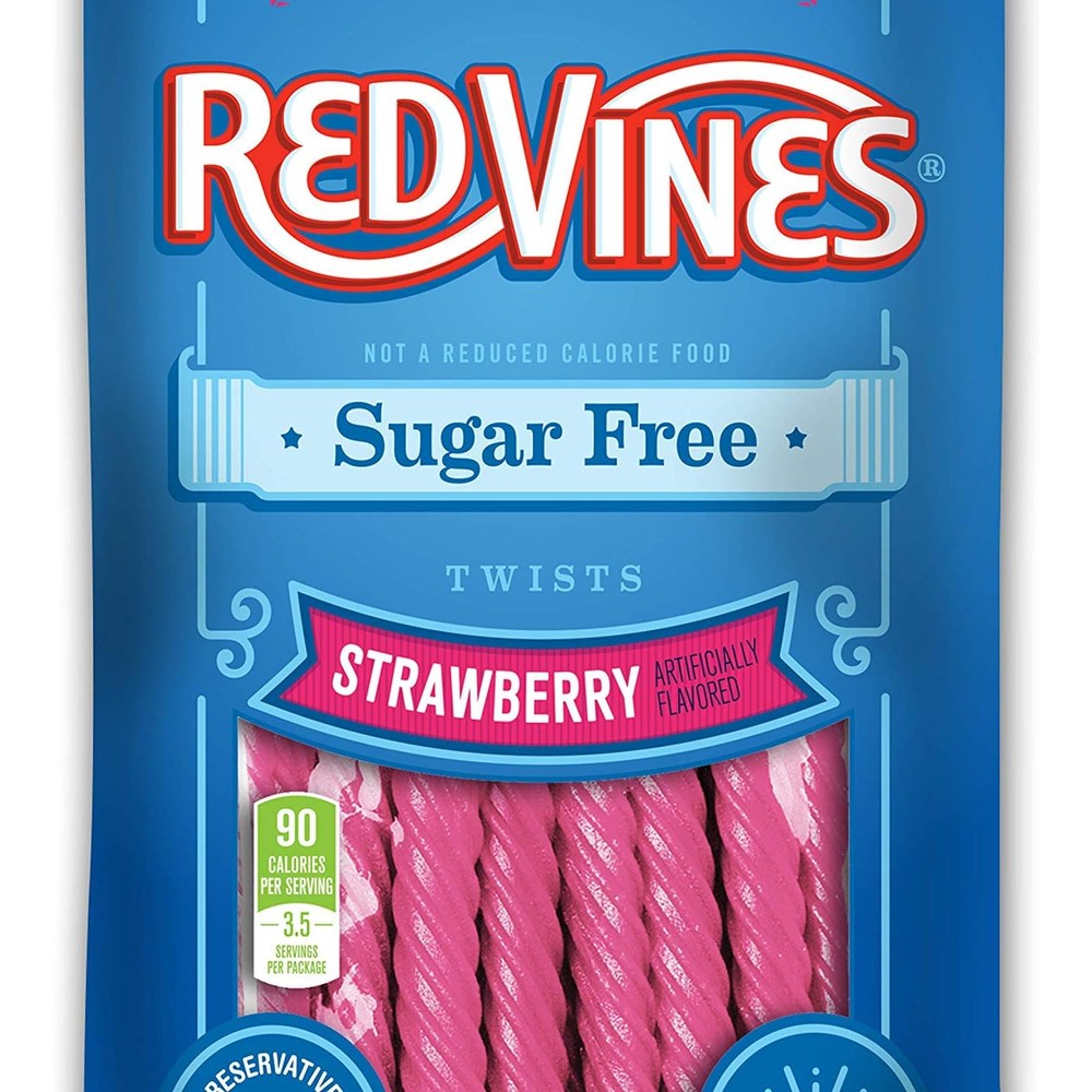 Red Vines Sugar Free Strawberry Licorice Soft And Chewy Candy Twists Five Ounce Bags Twelve Pack