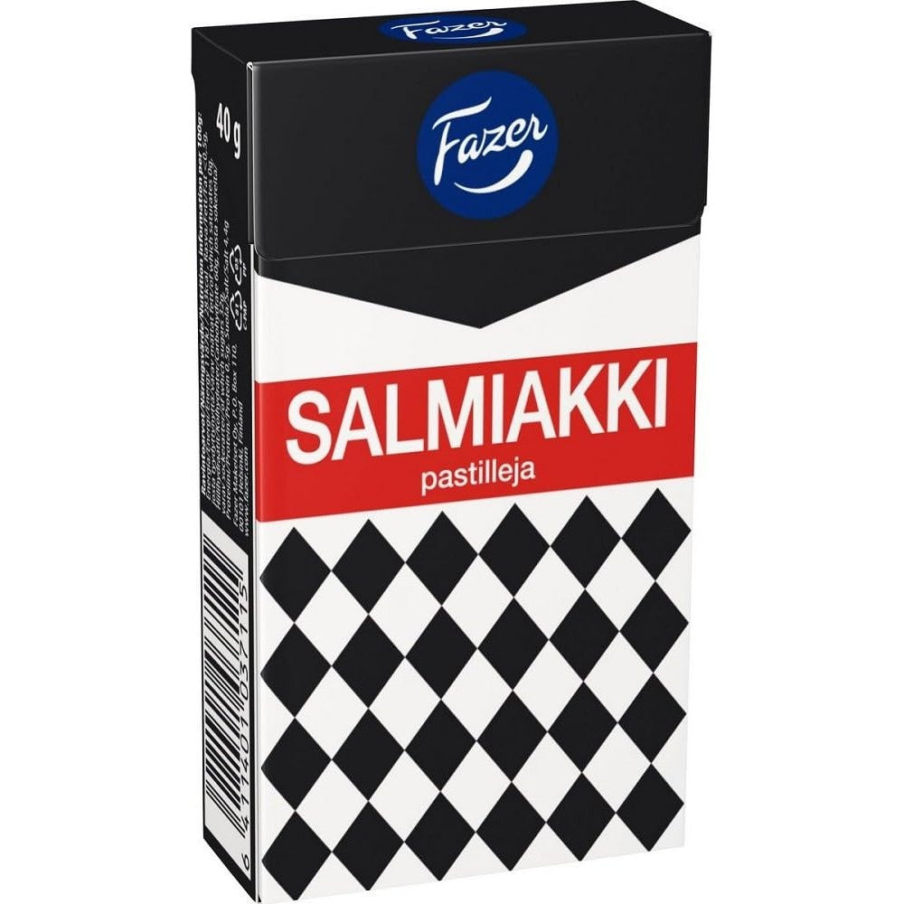 Fazer Salmiakki Original Finnish Salty Liquorice pack authentic imported chewy pastilles box view