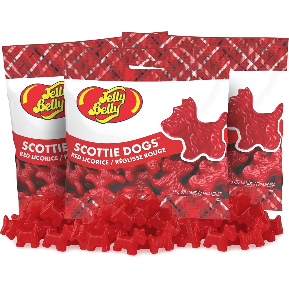 Jelly Belly Red Licorice Scottie Dogs three pack front view imported chewy candy