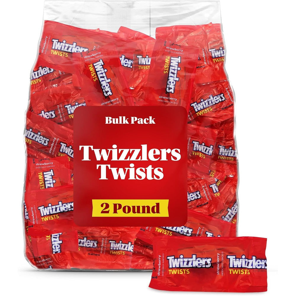 GEEOOLLAH Strawberry Licorice Candy front view of two pound bulk bag