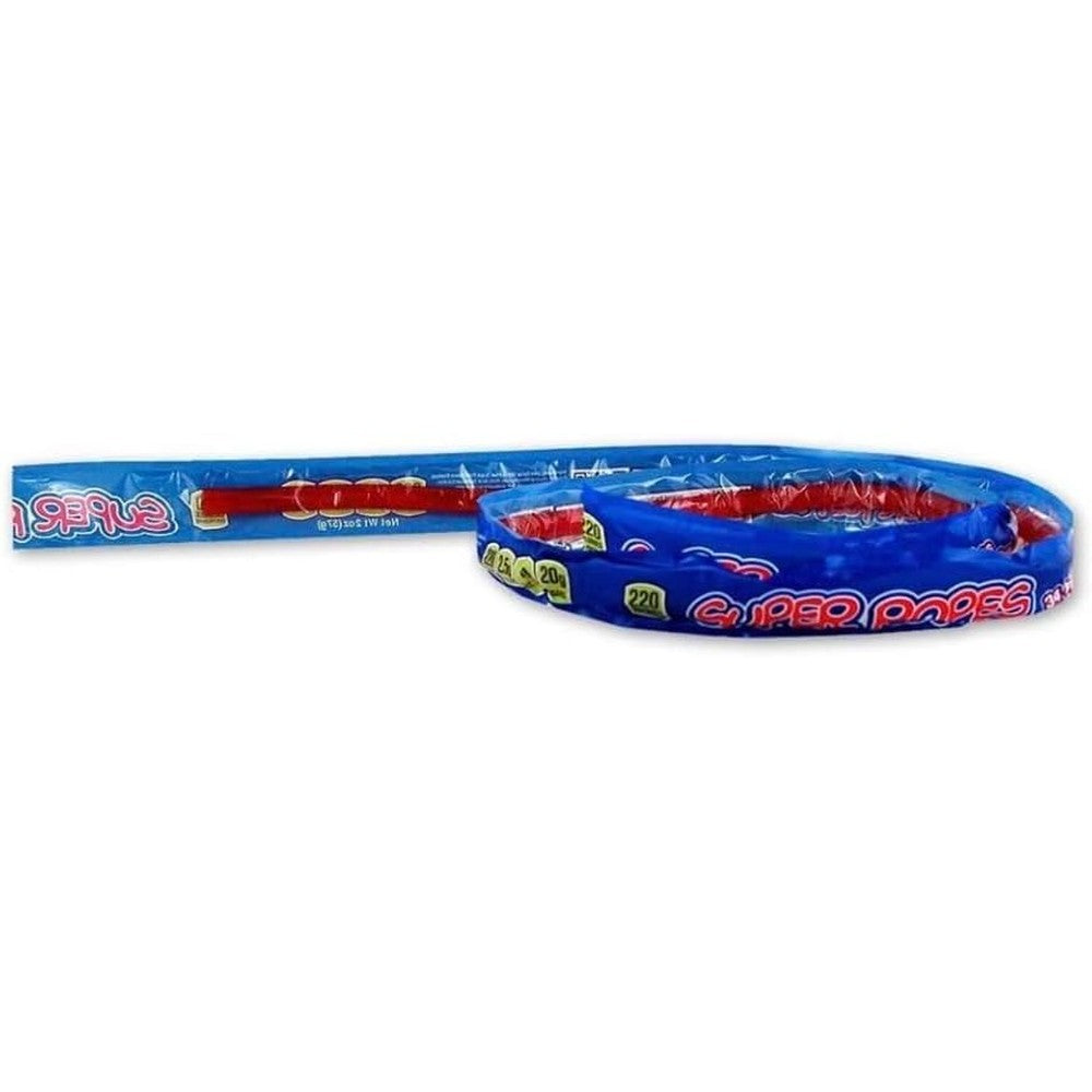 Red Vines Super Ropes red licorice candy 15 pack front view showing retail box packaging.