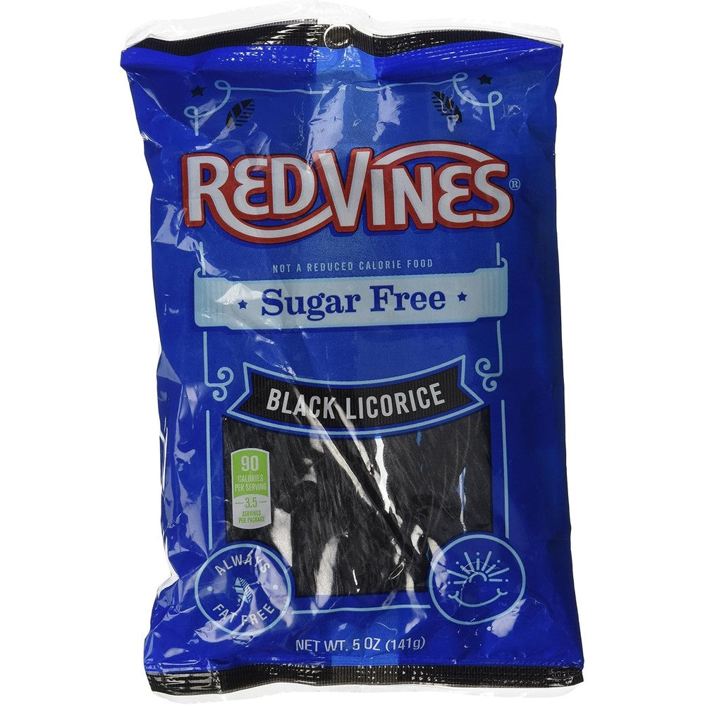 Red Vines Sugar Free Black Licorice Twists Chewy Candy Fat Free Five Ounce Bag
