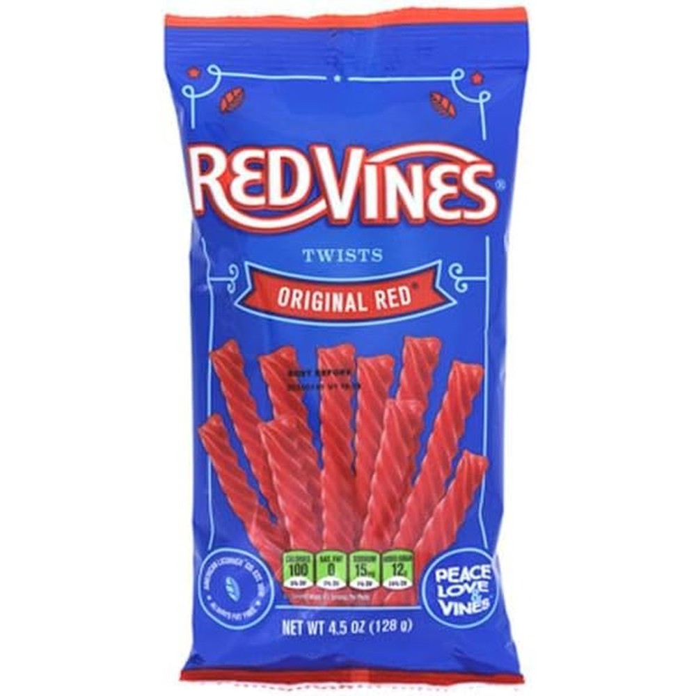 Red Vines Twists Original Red front view classic American chewy licorice candy
