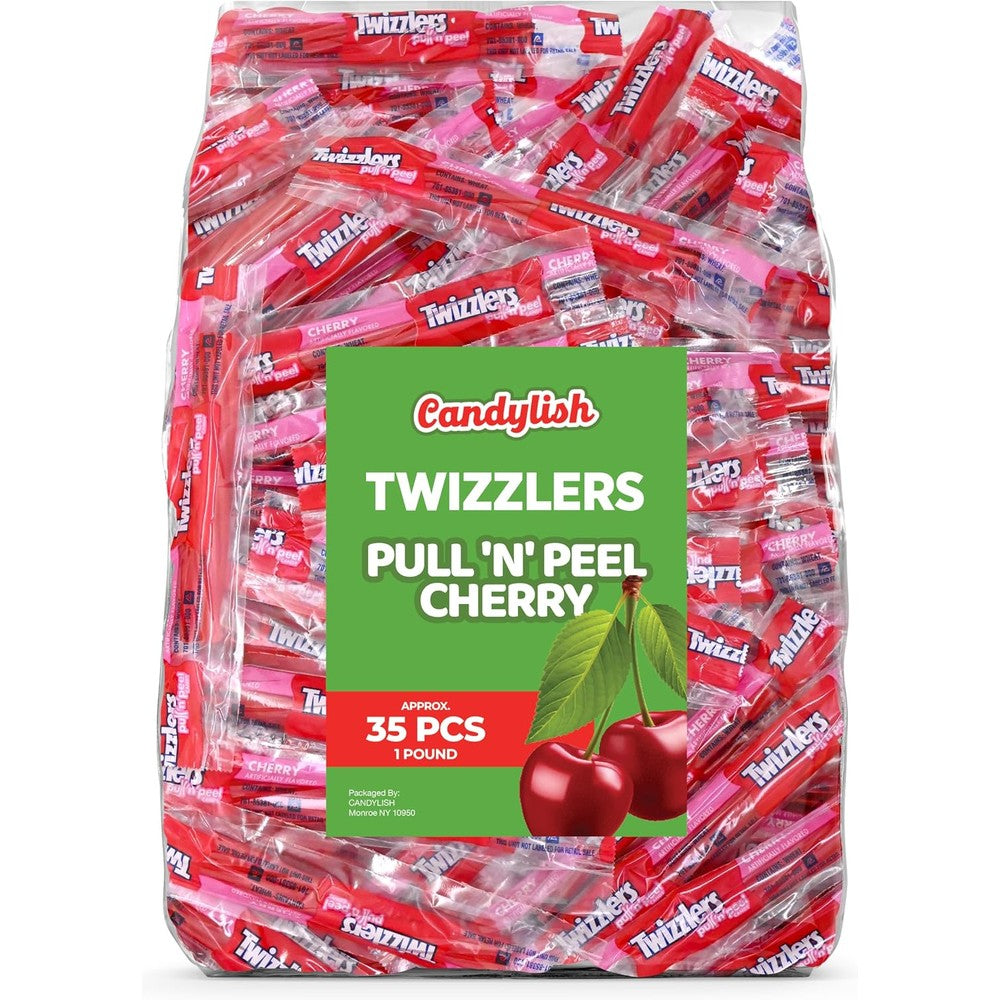 Candylish Twizlers Pull n Peel Cherry Bulk Pack front view showing the product packaging.