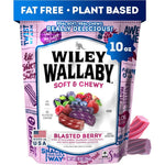 Wiley Wallaby Blasted Berry Licorice 10 Ounce front view of resealable pouch packaging.