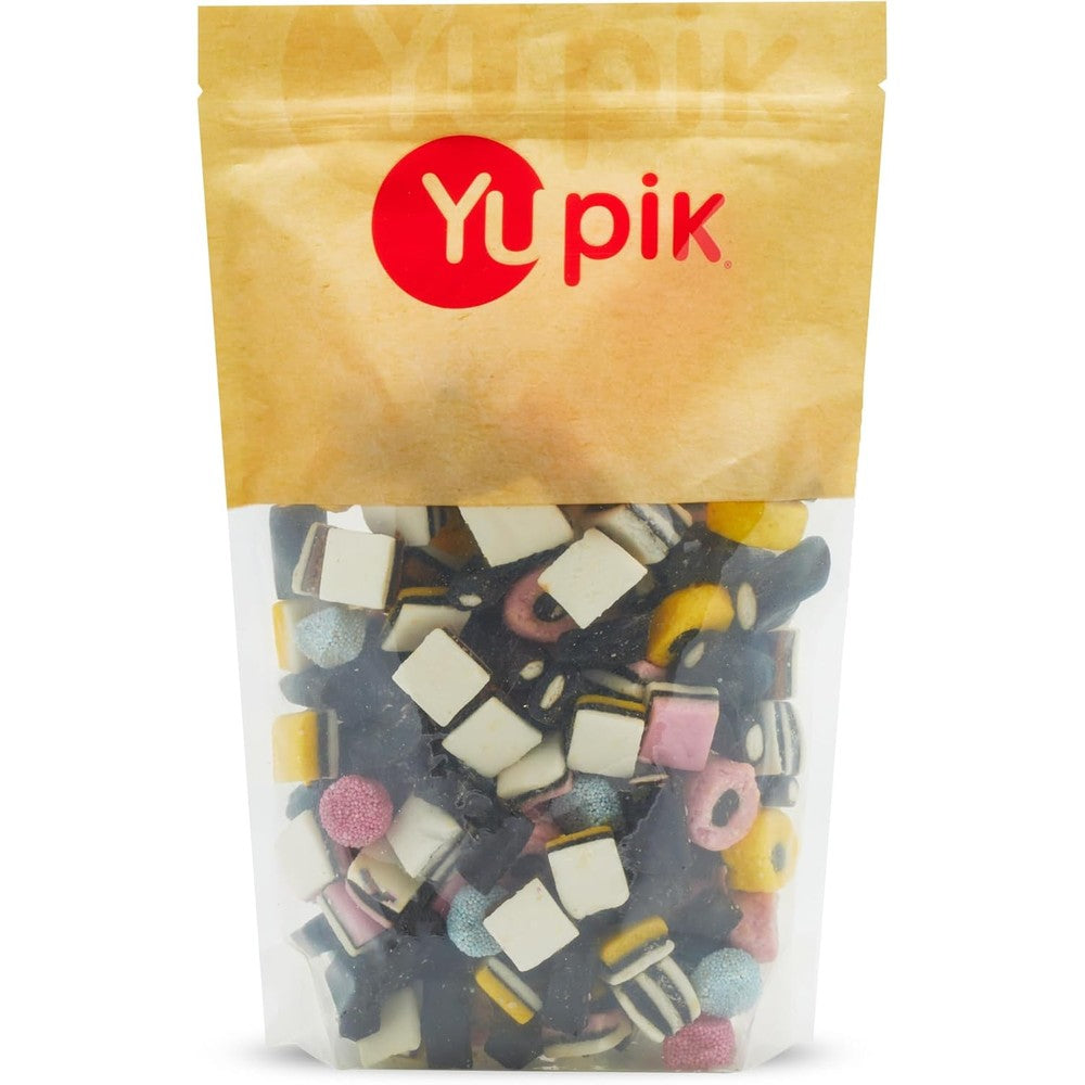 Yupik Assorted Licorice Candy Mix front view showcasing classic allsorts imported candy bag