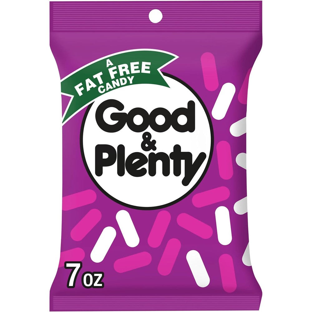 Good And Plenty Licorice Fat Free Candy Bag Retro Chewy Black Licorice Pink And White Candy Coated Shells 7 Ounce