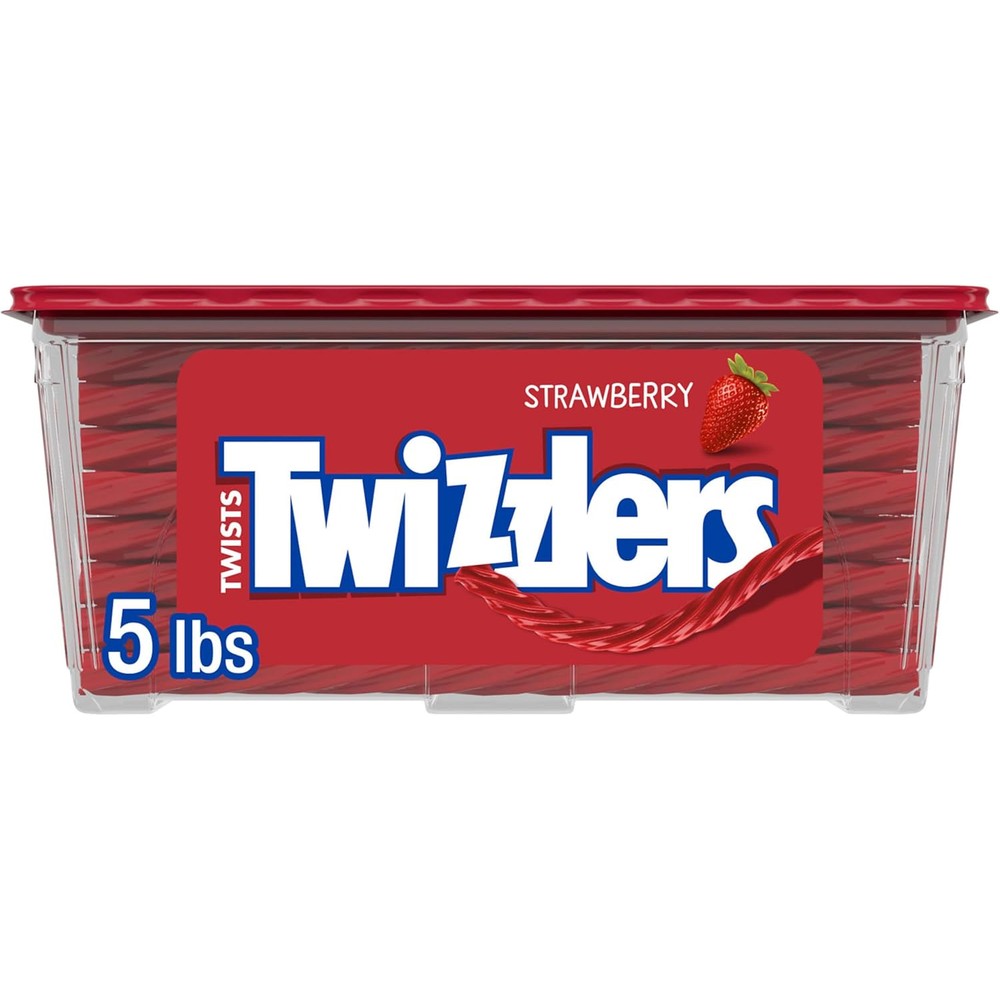 TWIZZLERS Twists Strawberry Flavored Licorice Style Chewy Holiday Candy Bulk Tub 5 Pound