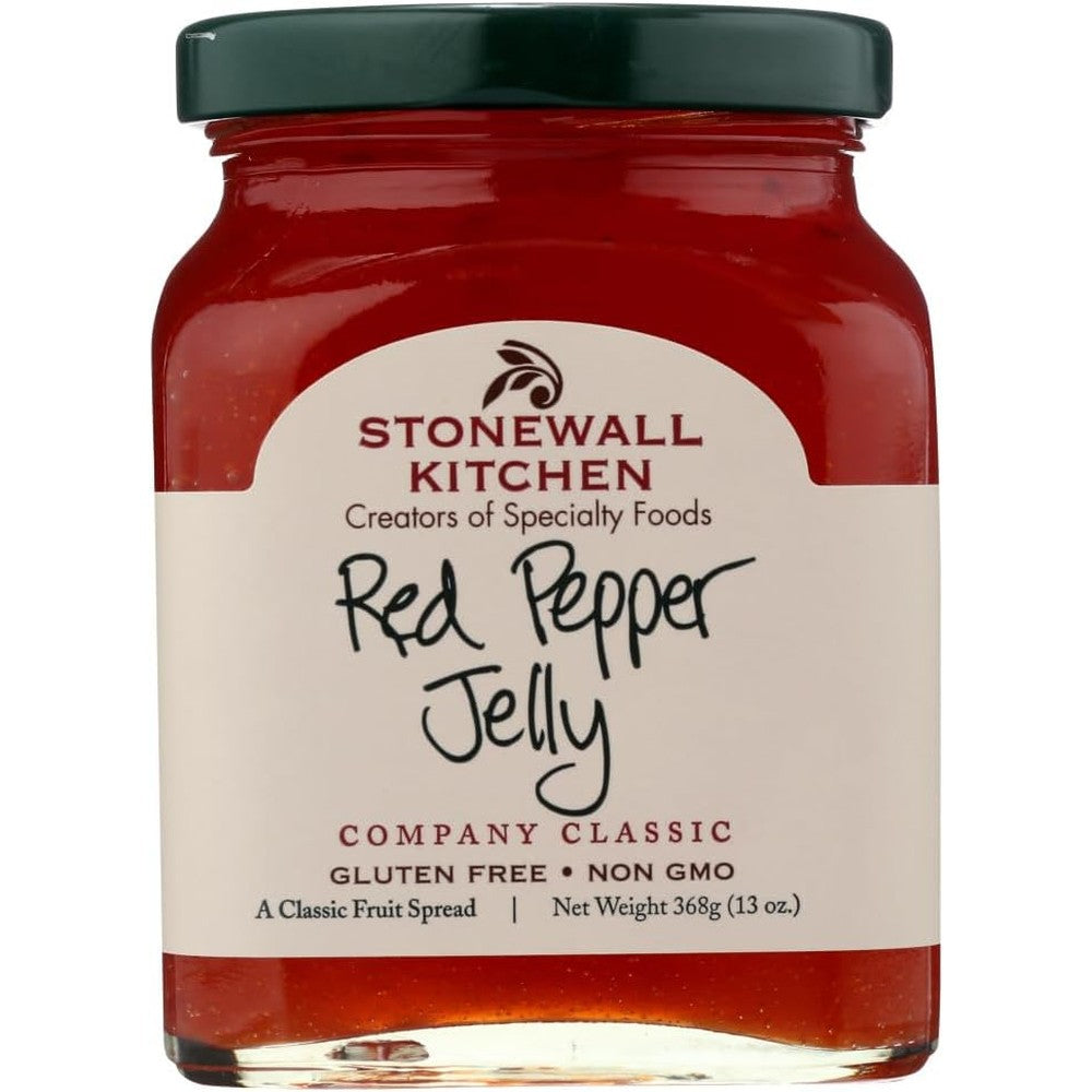 Stonewall Kitchen Red Pepper Jelly front view of authentic USA imported gourmet jar