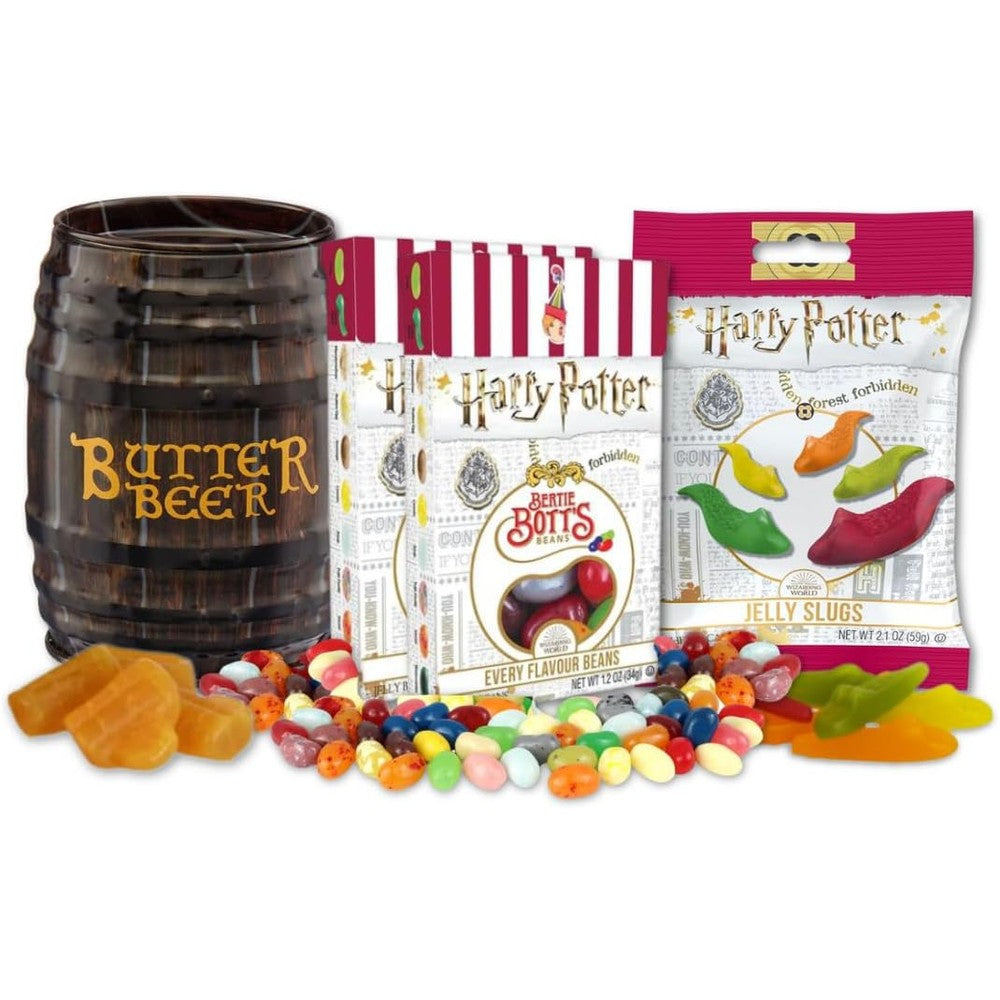 Jelly Belly Harry Potter Favorites Candy Gift Pack of 4 Assortment Includes Butterbeer Barrel Tin Bertie Botts Jelly Beans and Jelly Slugs 6 Ounces - Image 1