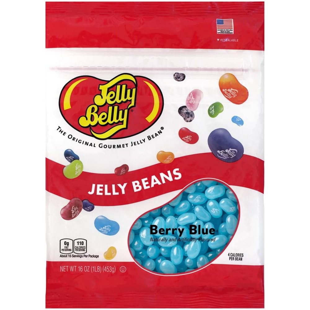 Jelly Belly Berry Blue Gourmet Jelly Beans Imported American Candy In A Resealable One Pound Sixteen Ounces Bag