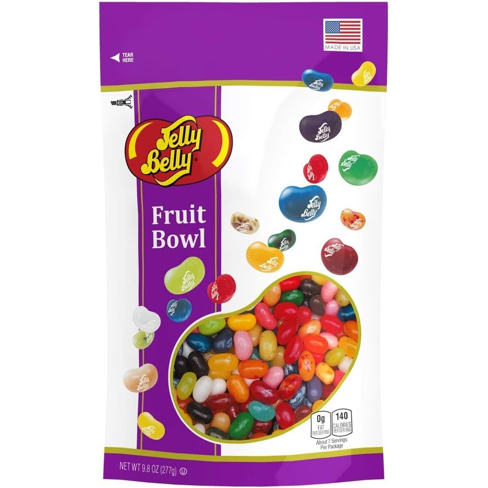 Jelly Belly Fruit Bowl Gourmet Jelly Beans 9.8 Ounce pouch front view showcasing assorted colorful fruit candies.