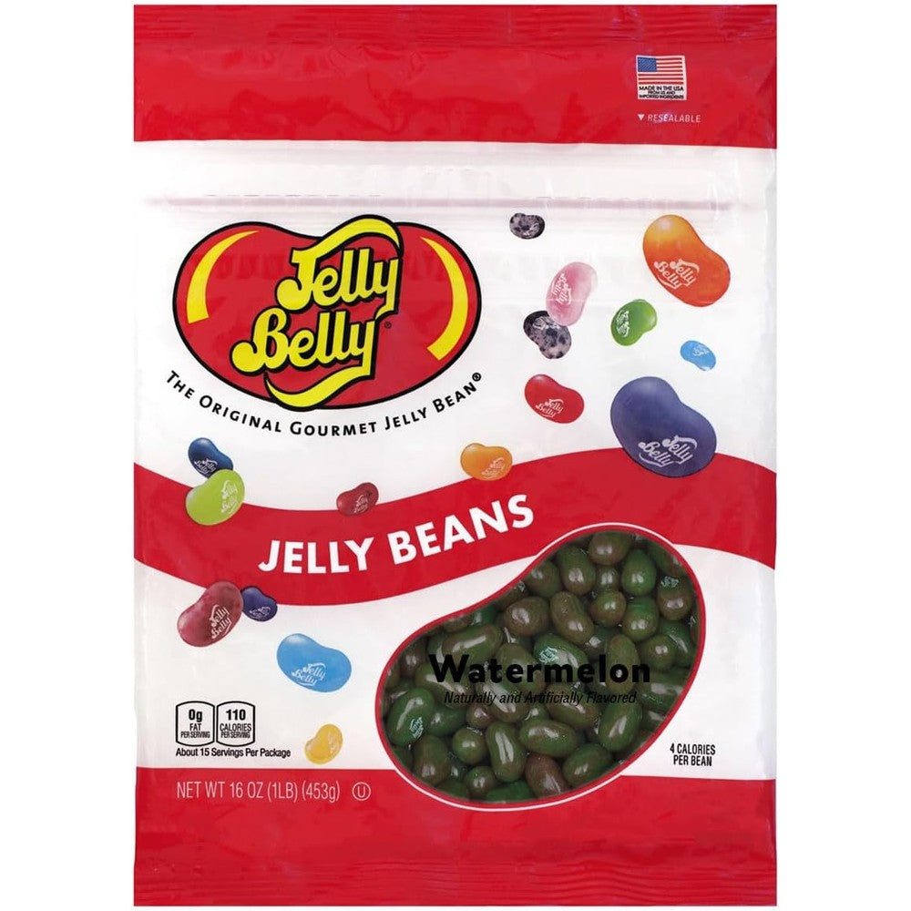 Jelly Belly Watermelon Jelly Beans Gourmet Candy Made With Real Fruit Juice Resealable Bag One Pound Sixteen Ounces