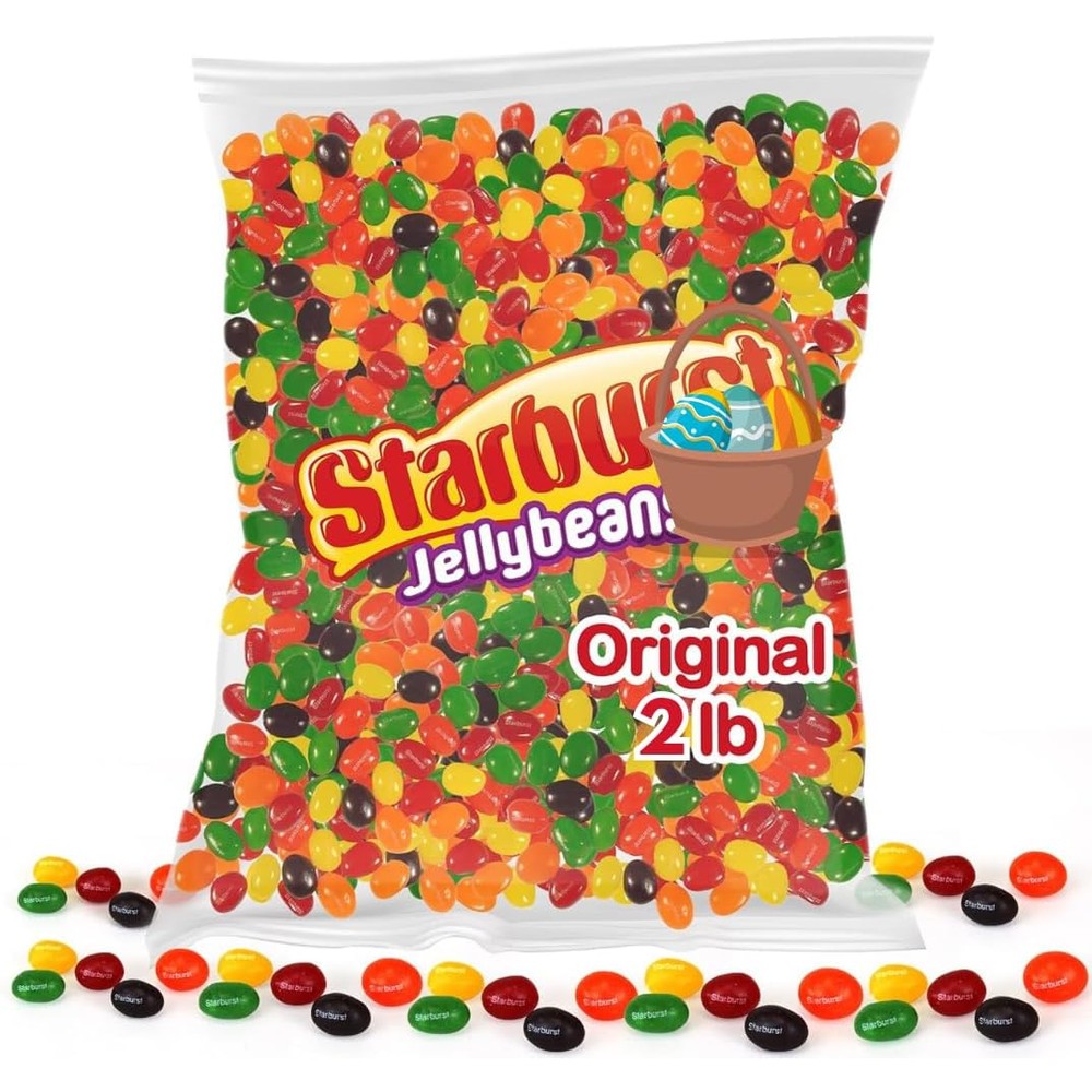 Starburst Original Jelly Beans two pound bag front view showing assorted colors