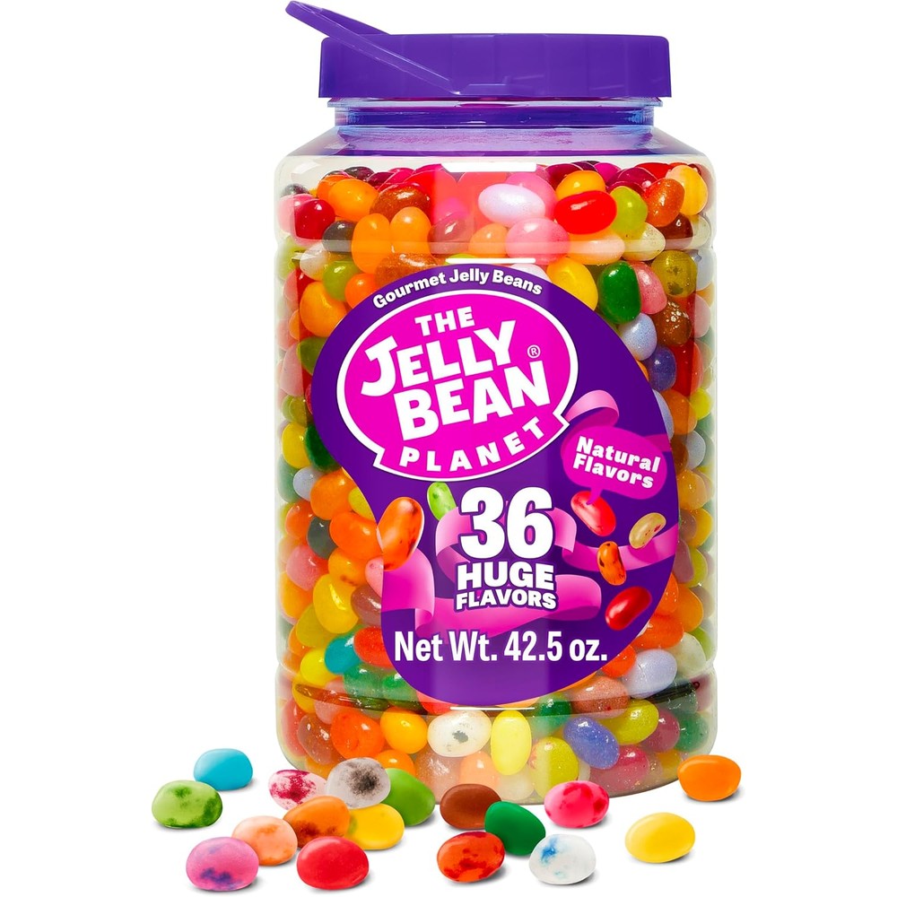 The Jelly Bean Planet Gourmet Jelly Beans Bulk Jar front view imported candy