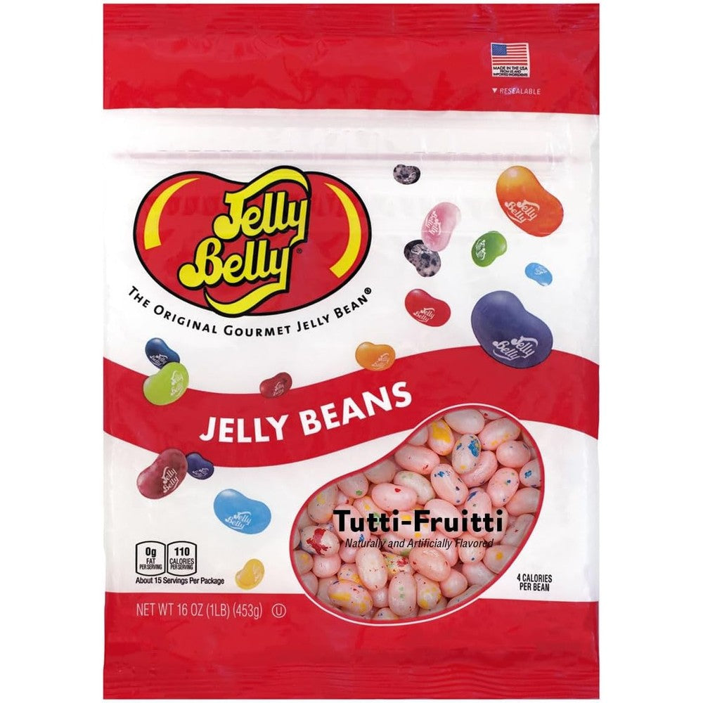 Jelly Belly Tutti Fruitti Jelly Beans 1 pound resealable bag front view
