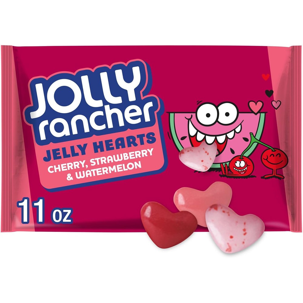 Jolly Rancher Assorted Fruit Flavored Jelly Hearts front view candy bag