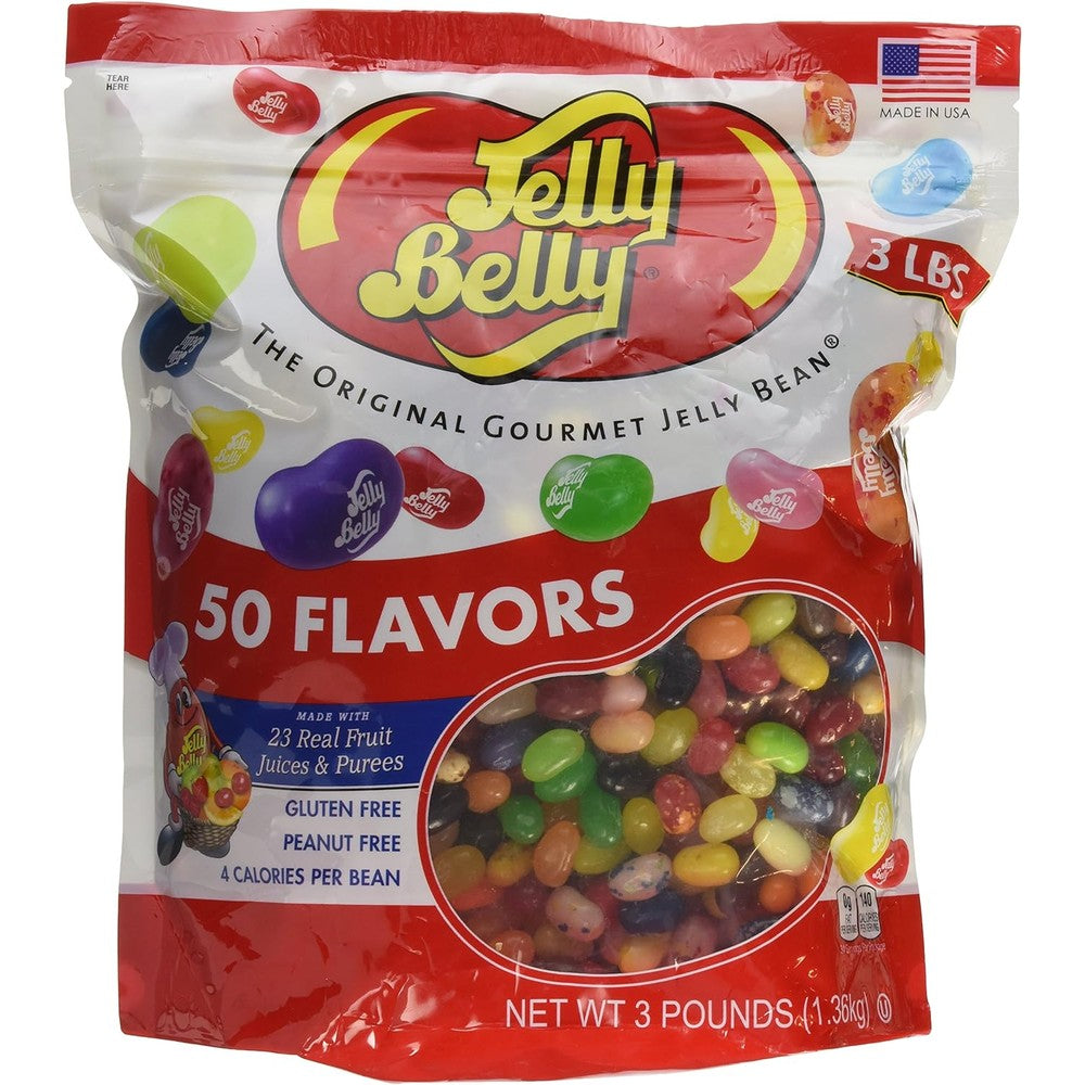 Jelly Belly Gourmet Jelly Beans Fifty Assorted Flavors Gluten Free And Peanut Free Vegetarian Chewy Candy Bulk Resealable Bag Three Pound