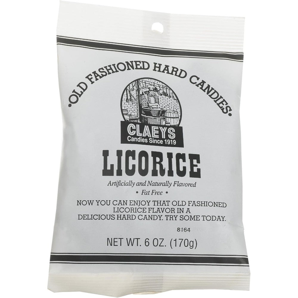 Claeys Old Fashioned Hard Candy Licorice Authentic USA Imported Black Licorice Flavored Sweets 6 Ounce Bag