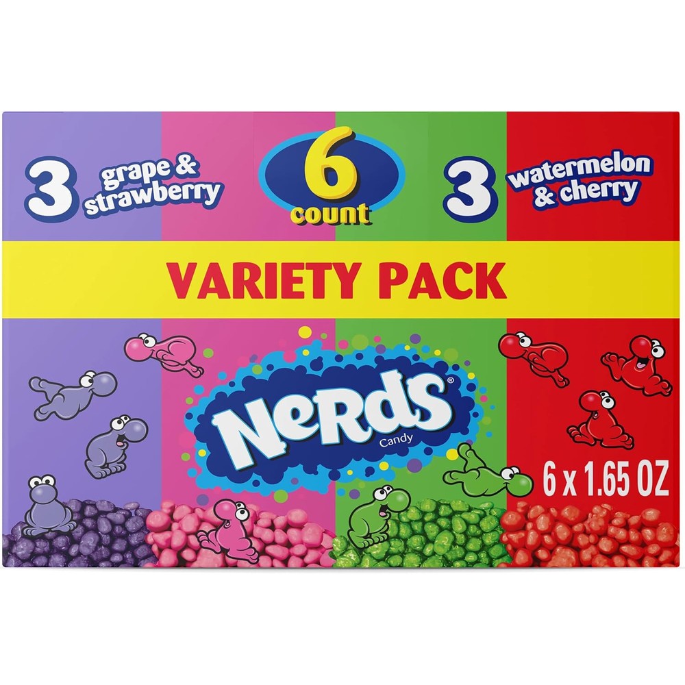 Nerds Candy Dual Variety Pack front view showing six boxes.
