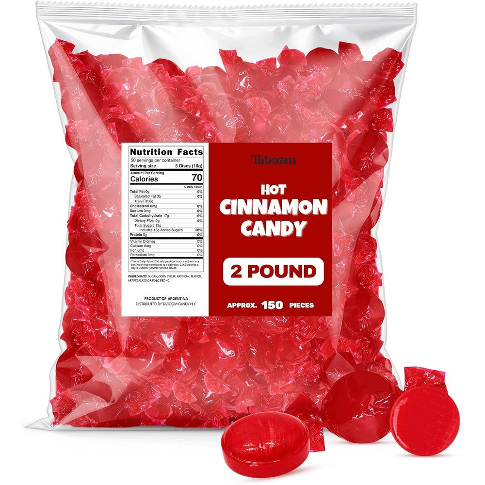 Taboom cinnamon hard candy discs bulk bag front view