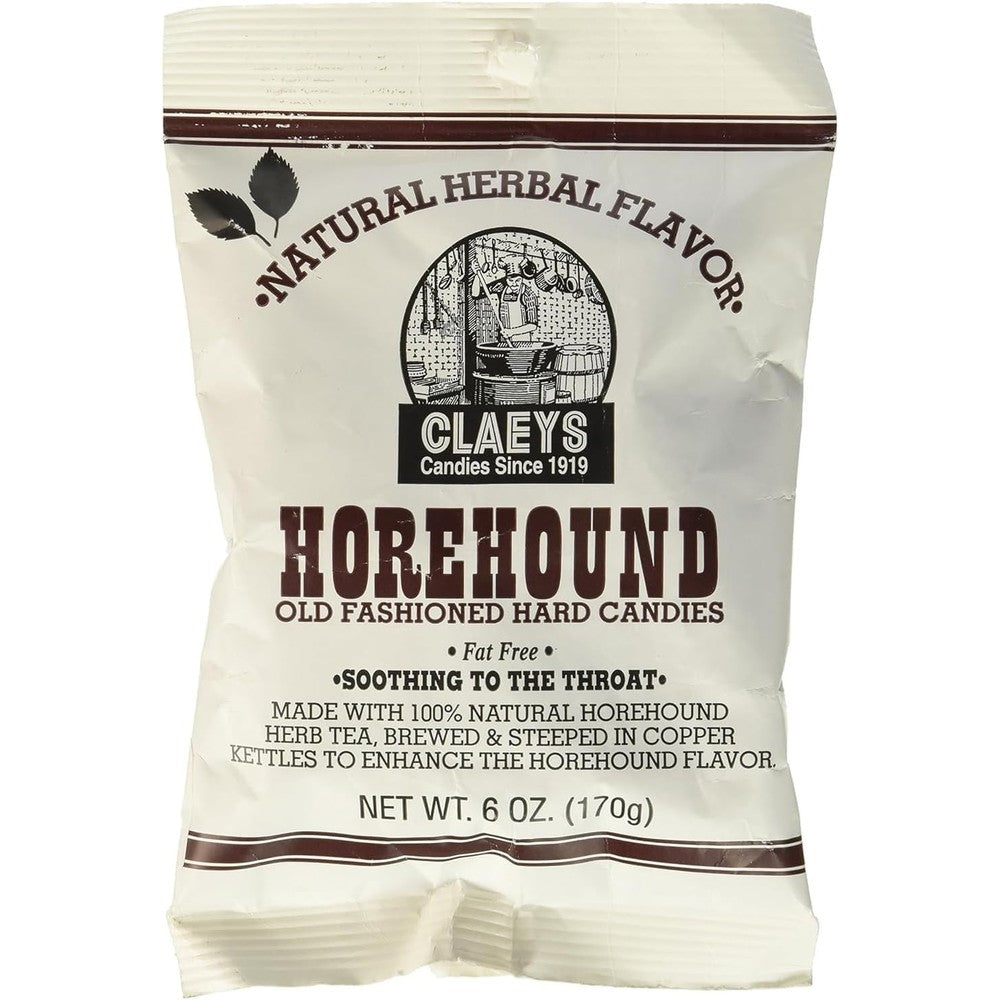 Claeys Old Fashioned Hard Candy, Natural Horehound Herbal Flavor, 6 Ounce Bag, Authentic USA Imported Throat Soothing Treat