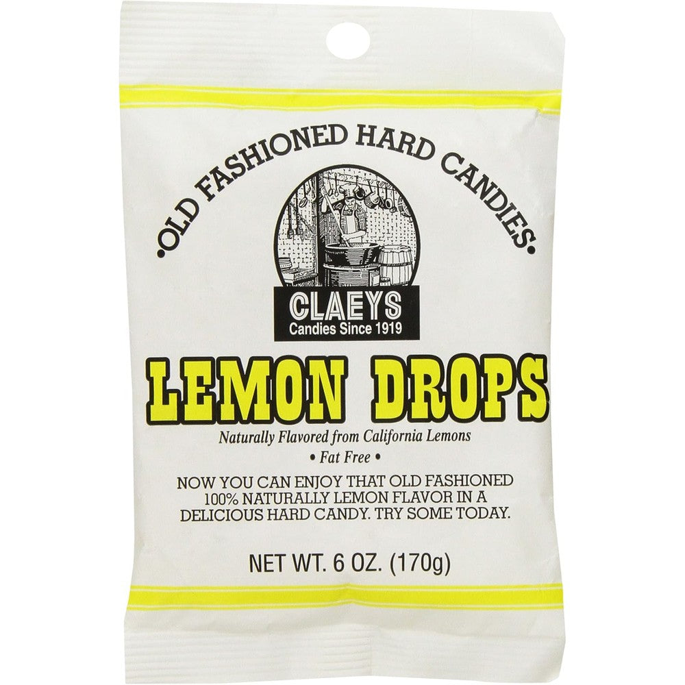 Claeys Old Fashioned Hard Candy Lemon Flavored Drops 6 Ounce Bag Authentic USA Imported Candy