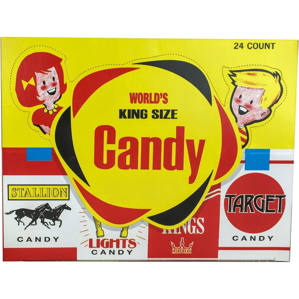 World Confections King Size Candy Cigarettes Retro Nostalgic Treat Pack Of 24 Individual Boxes With 10 Candy Sticks Each