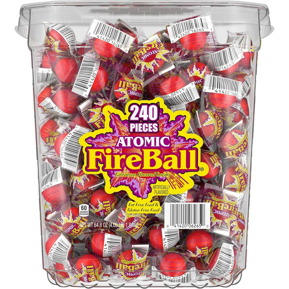 Ferrara Wonka Atomic Fireball Candy Cinnamon Flavor Individually Wrapped 240 Count Pack