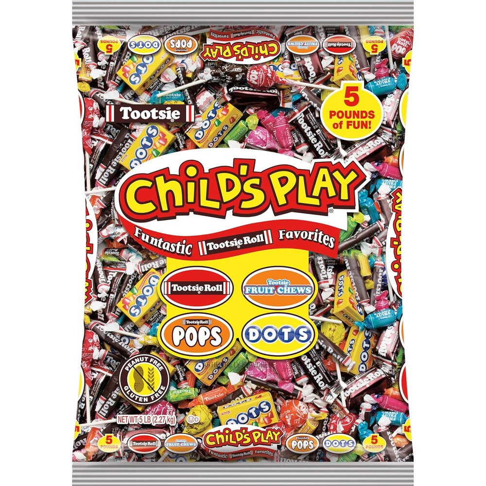 Tootsie Roll Child's Play Candy Favorites Made In USA 5 Pounds Individually Wrapped Party Mix Peanut Free Gluten Free Variety Bag