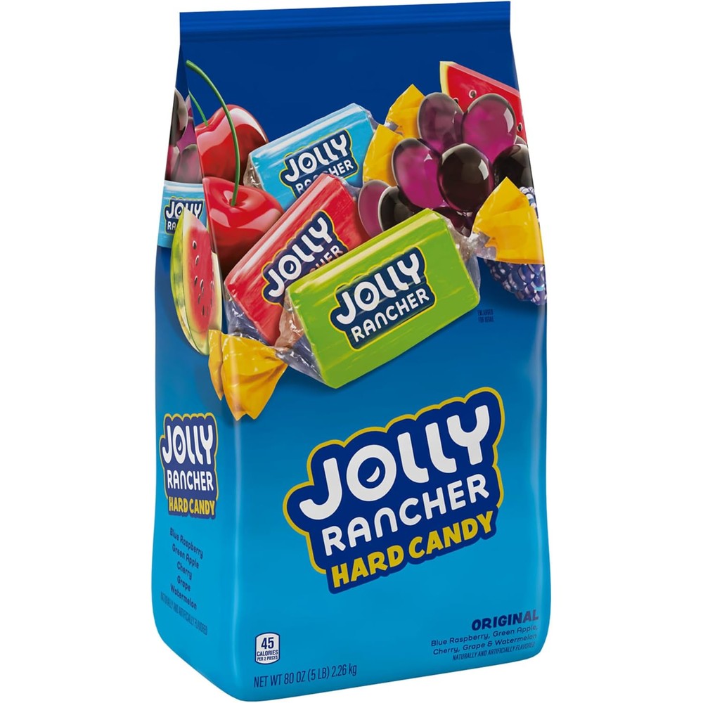 Jolly Rancher Assorted Fruit Flavored Hard Candy Bulk Bag 5 Pounds (2.26 Kilograms)