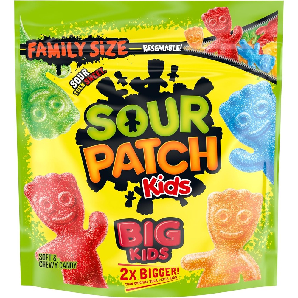 Sour Patch Kids Big Kids Soft And Chewy Gummy Candy front view family size bulk bag