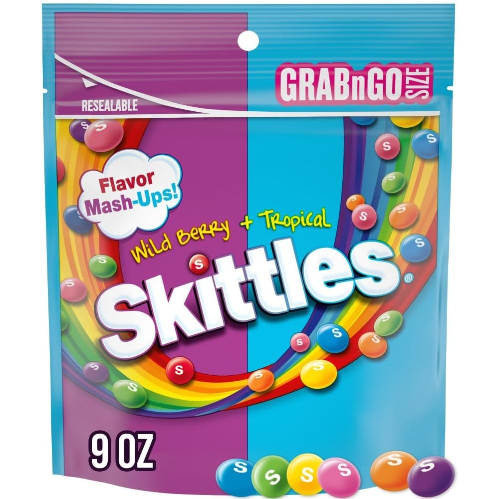 Skittles Flavor Mash Ups Wild Berry And Tropical Candy Chewy Imported Fruit Candy Pack 9 Ounce Bag