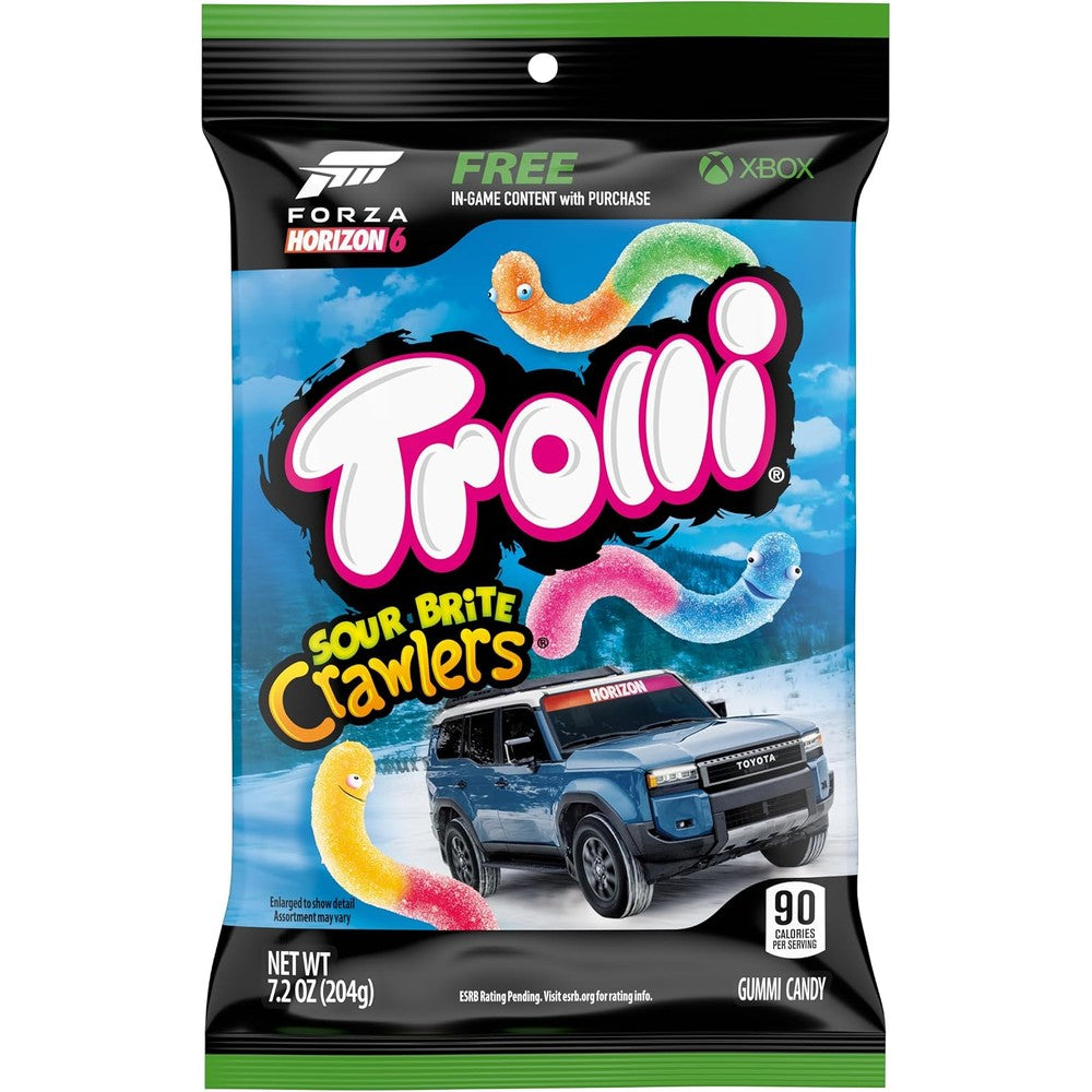 Trolli Sour Brite Crawlers Candy Cherry Lemon Strawberry Grape And Orange Lime Gummy Worms 7.2 Ounce