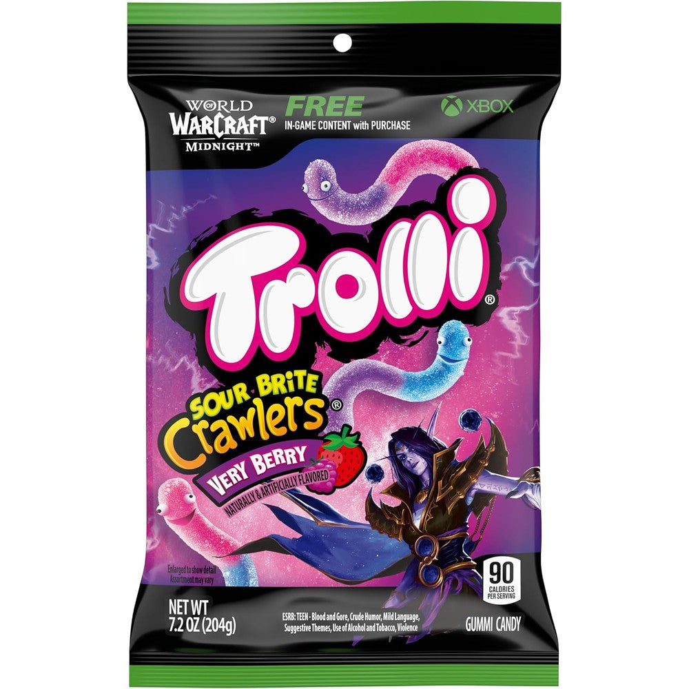 Trolli Sour Brite Crawlers Candy Very Berry Sweet And Sour Gummy Worms 7.2 Ounce